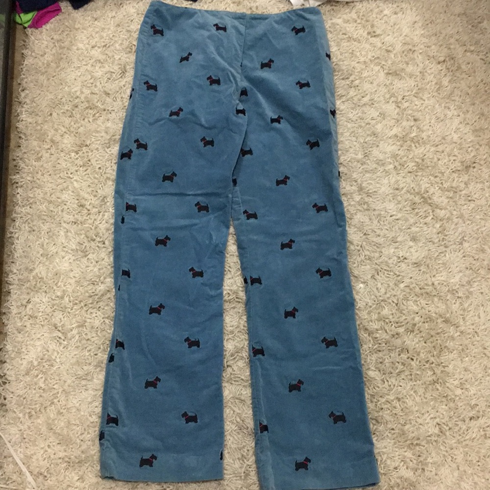 Lilly Pulitzer blue pants with dog embroidery